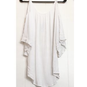 White Shoulder Cut Out Beach Coverup